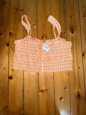 American Eagle Peach Plaid Cami Tank Top - Women